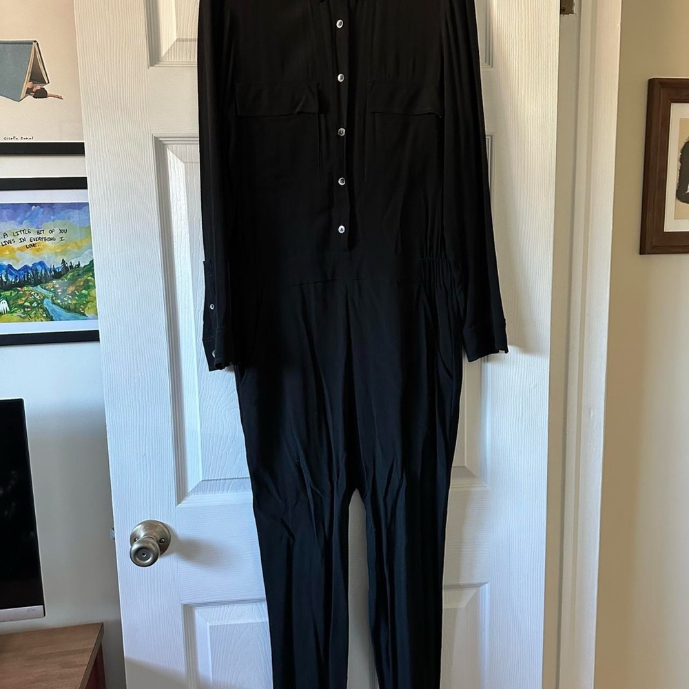 Madewell Black Button-Up Jumpsuit Size S